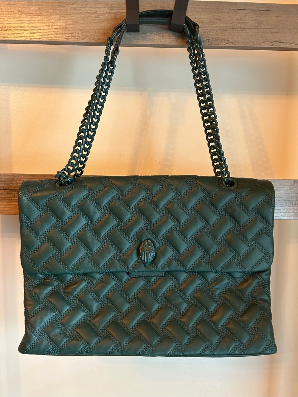 Kurt Geiger Teal Quilted Chain-Handle Shoulder Bag